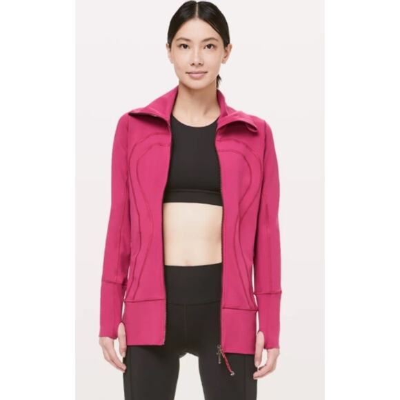 Lululemon In Stride Jacket Full Zip •8• Thumbholes Pockets Violet Red LW4AW4S - Picture 2 of 8